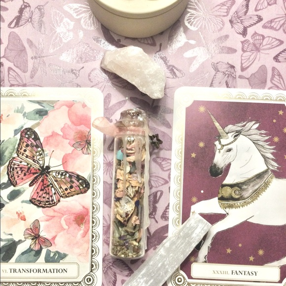 ⭐️SOLD⭐️ Love Spell Jar Set with Natural Rose Quartz and Selenite Wand - Picture 2 of 4